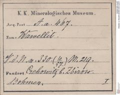 Etiketten zu Wavellit (NHMW-MIN-Aa467)